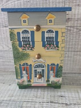 Delton Fine Collectibles Handpainted Wooden Mini Drawer Storage/Jewelry Box